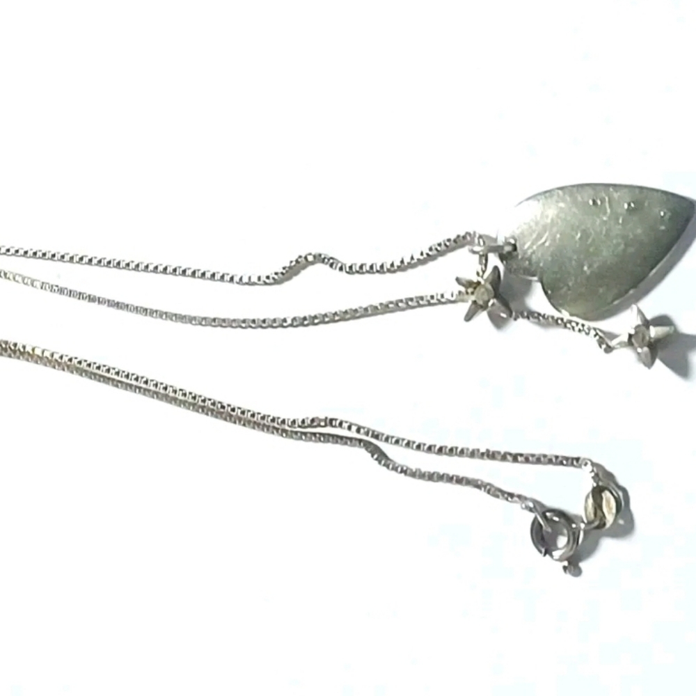 Charles Garnier Sterling Silver 3 Diamond Heart & 2 Stars 18" Chain Necklace